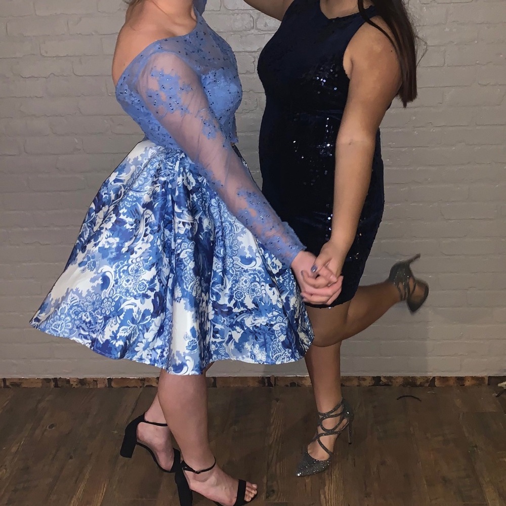 Blue Floral Sherri Hill Dress